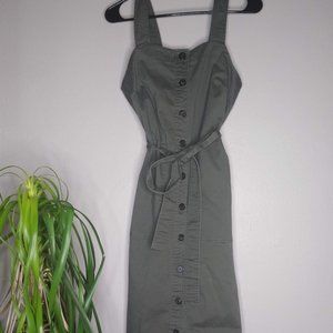 Universal Thread Midi Button Up Overall Dress